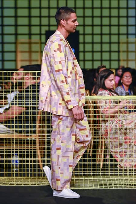 Nirmooha Multi Color Linen Geometric Pattern Print Pant Online at Aza Fashions Nirmooha_Multi Color Linen Geometric Pattern Print Pant _Online_at_Aza_Fashions