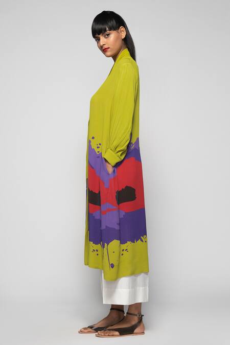 Shop_Payal Khandwala_Green Georgette Printed Straight Tunic_Online_at_Aza_Fashions