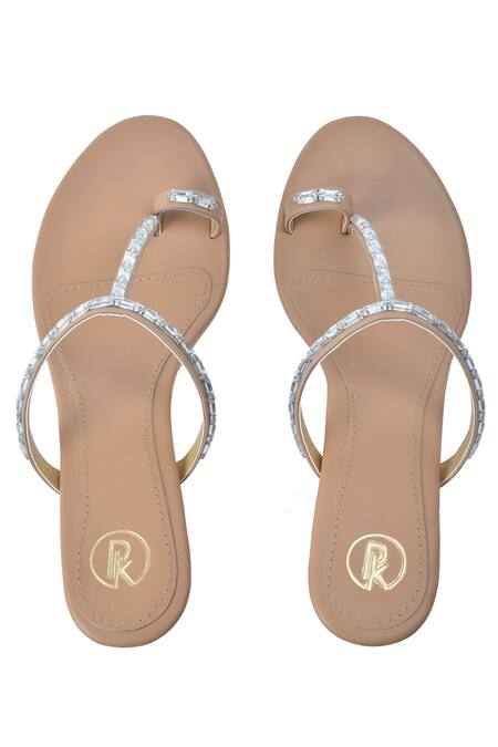 Preet Kaur Beige Crystals Embellished Cone Heels Online at Aza Fashions Preet Kaur_Beige Crystals Embellished Cone Heels _Online_at_Aza_Fashions