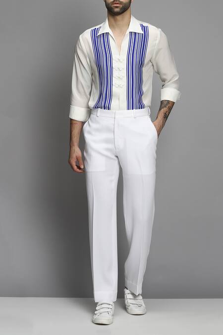 Buy Paresh Lamba Signatures White Crepe Striped Shirt Online at Aza Fashions Buy_Paresh Lamba Signatures_White Crepe Striped Shirt _Online_at_Aza_Fashions