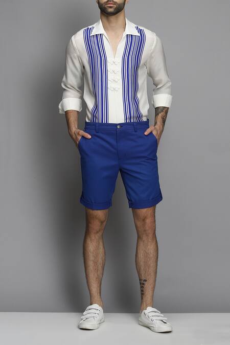 Shop Paresh Lamba Signatures White Crepe Striped Shirt Online at Aza Fashions Shop_Paresh Lamba Signatures_White Crepe Striped Shirt _Online_at_Aza_Fashions