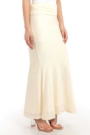 Buy_Gaya_White Polyester Fit And Flare Skirt_Online_at_Aza_Fashions