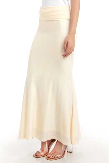 Shop_Gaya_White Polyester Fit And Flare Skirt_Online_at_Aza_Fashions