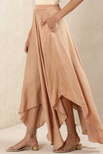 Ritu Kumar Brown Asymmetric Palazzo Online at Aza Fashions Ritu Kumar_Brown Asymmetric Palazzo_Online_at_Aza_Fashions