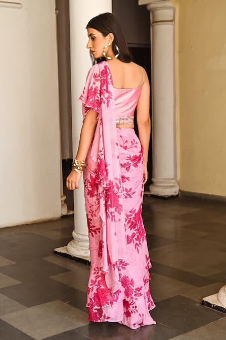 Palak & Mehak Pre-Draped Ruffle Saree Set 