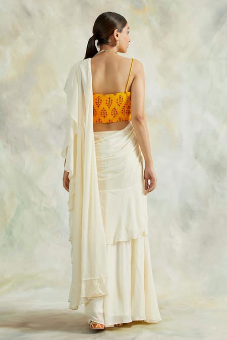 Palak & Mehak Georgette Pre-Draped Saree With Blouse 