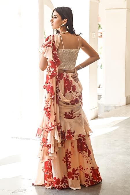 Palak & Mehak Pre-Draped Ruffle Saree Set 