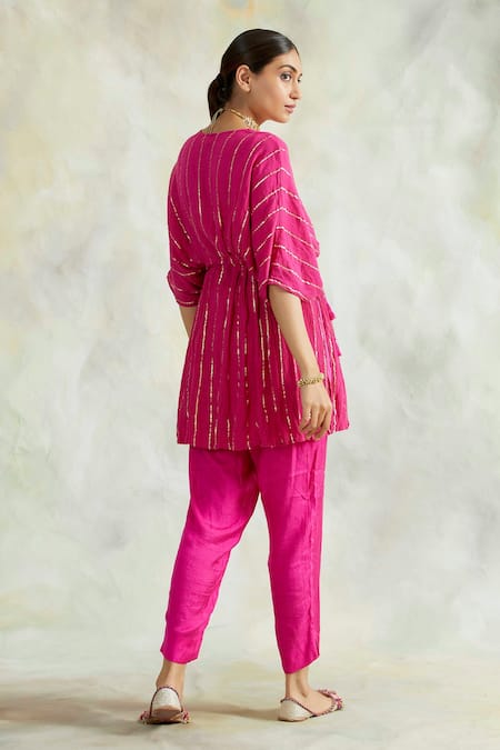 Palak & Mehak Embroidered Kaftan Top & Pant Set 