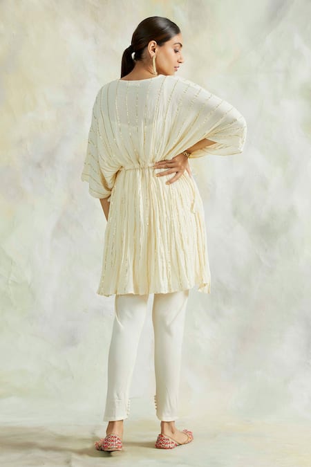 Palak & Mehak Embroidered Kaftan Top & Pant Set 