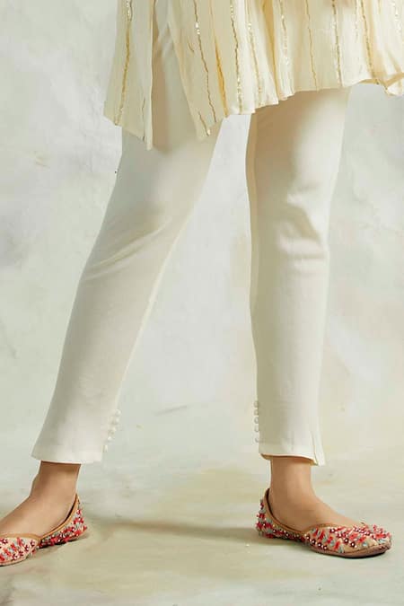 Shop_Palak & Mehak_Beige Kaftan Rayon Crepe, Lining Cotton Mulmul, Pant Embroidered Top And Set _Online_at_Aza_Fashions