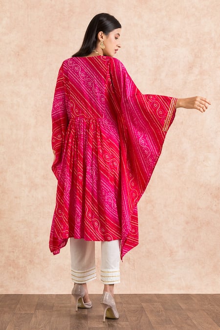 Palak & Mehak Bandhani Print Kaftan & Pant Set 