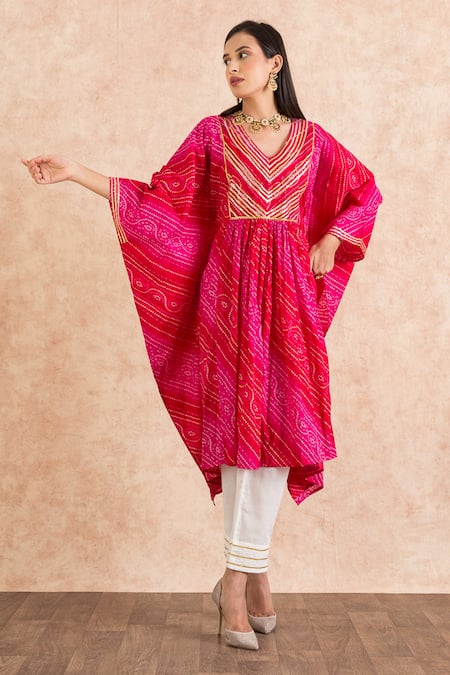 Palak & Mehak Bandhani Print Kaftan & Pant Set 