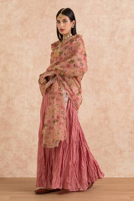 Shop Palak & Mehak Pink Anarkali Kurta Cotton, Dupatta Chanderi Floral Motifs U Neck With Printed Online at Aza Fashions Shop_Palak & Mehak_Pink Anarkali Kurta Cotton, Dupatta Chanderi Floral Motifs U Neck With Printed _Online_at_Aza_Fashions