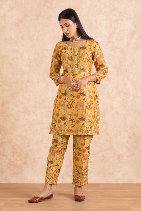Palak & Mehak Chanderi Printed Kurta & Pant Set 