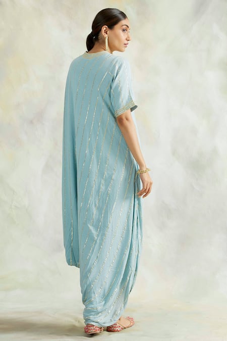 Palak & Mehak Striped Cowl Dress 