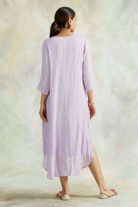 Palak & Mehak Striped Cowl Dress 