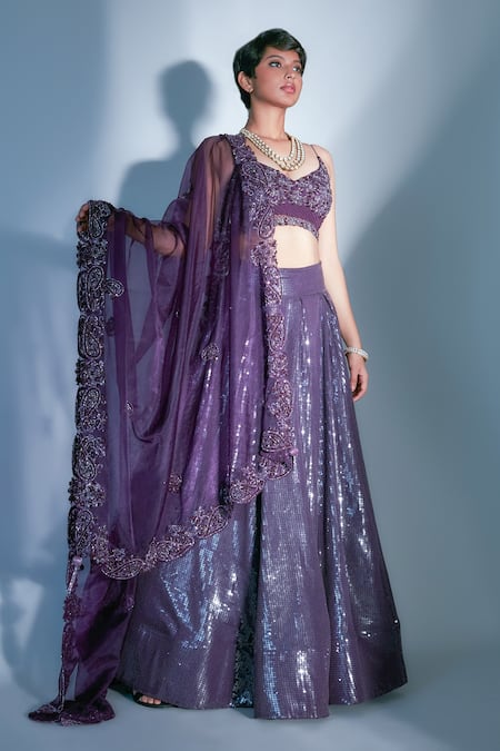 Premya By Manishii Georgette Sequins Embroidered Lehenga Set 