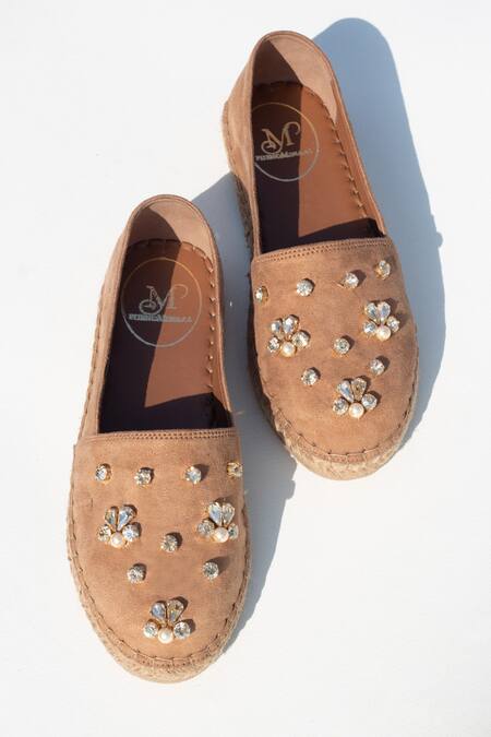 PHENOMINAAL Beige Embellishments Floral Espadrilles Online at Aza Fashions PHENOMINAAL_Beige Embellishments Floral Espadrilles _Online_at_Aza_Fashions