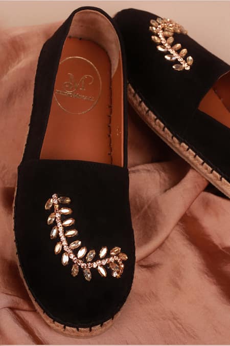 PHENOMINAAL_Black Embroidered Hand Espadrilles _Online_at_Aza_Fashions