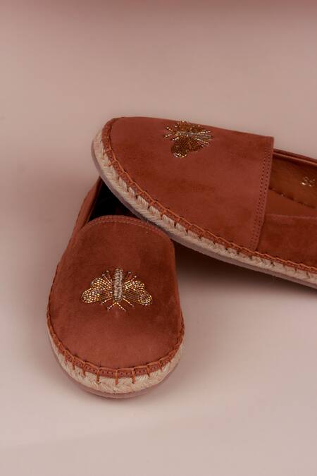 Buy_PHENOMINAAL_Brown Hand Embroidered Espadrilles _Online_at_Aza_Fashions