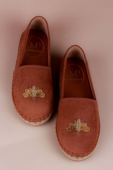 Shop_PHENOMINAAL_Brown Hand Embroidered Espadrilles _Online_at_Aza_Fashions