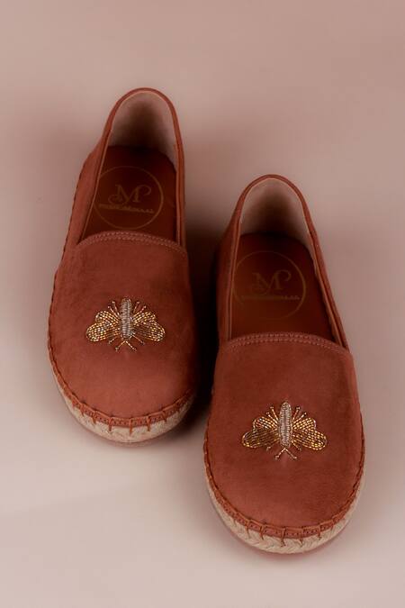 PHENOMINAAL_Brown Hand Embroidered Espadrilles _at_Aza_Fashions