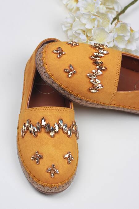 PHENOMINAAL Yellow Embroidered Canary Espadrilles Online at Aza Fashions PHENOMINAAL_Yellow Embroidered Canary Espadrilles _Online_at_Aza_Fashions