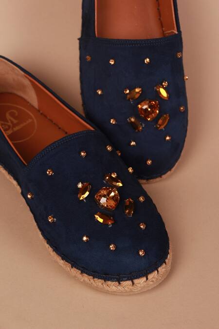 PHENOMINAAL Blue Embroidered Navy Espadrilles Online at Aza Fashions PHENOMINAAL_Blue Embroidered Navy Espadrilles _Online_at_Aza_Fashions