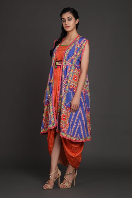 Preeti S Kapoor Draped Dress with Jacket 