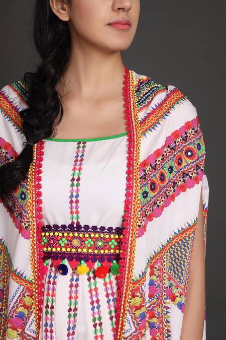 Preeti S Kapoor_White U Neck Draped Dress With Jacket _at_Aza_Fashions