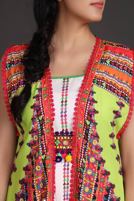 Preeti S Kapoor_White U Neck Draped Dress With Jacket _at_Aza_Fashions