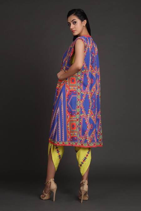 Shop Preeti S Kapoor Yellow Round Cowl Draped Jumpsuit With Jacket Online at Aza Fashions Shop_Preeti S Kapoor_Yellow Round Cowl Draped Jumpsuit With Jacket _Online_at_Aza_Fashions