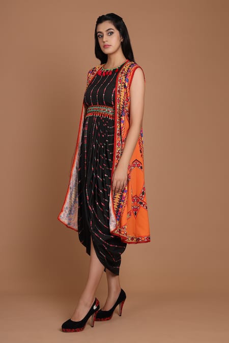 Preeti S Kapoor Draped Dress with Jacket 