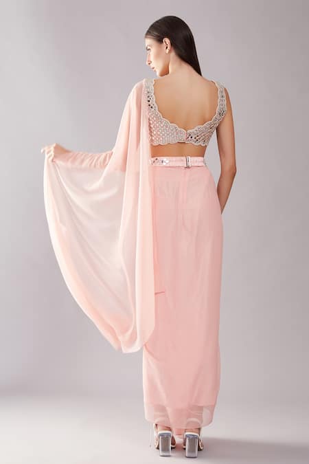 Preeti S Kapoor Draped Saree With Mirror Work Blouse 