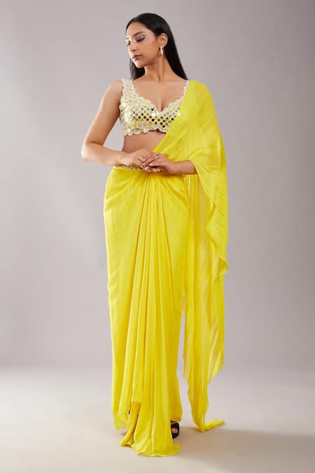 Preeti S Kapoor Draped Saree With Sleeveless Blouse 