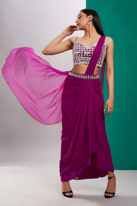 Preeti S Kapoor Draped Saree With Sleeveless Blouse 