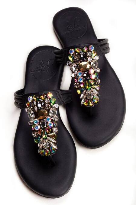 Buy PHENOMINAAL Black Hand Embroidered Flat Sandals Online at Aza Fashions Buy_PHENOMINAAL_Black Hand Embroidered Flat Sandals _Online_at_Aza_Fashions