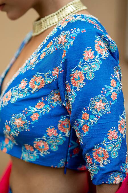 Buy Pita Nila Multi Color Raw , Cotton Satin, Bangalore V Printed Lehenga Set Online at Aza Fashions Buy_Pita Nila_Multi Color Raw , Cotton Satin, Bangalore V Printed Lehenga Set _Online_at_Aza_Fashions