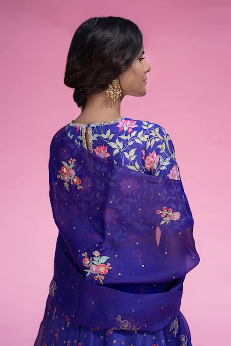 Shop Pita Nila Purple Raw , Satin Organza Round Printed Lehenga Set at Aza Fashions Shop_Pita Nila_Purple Raw , Satin Organza Round Printed Lehenga Set _at_Aza_Fashions