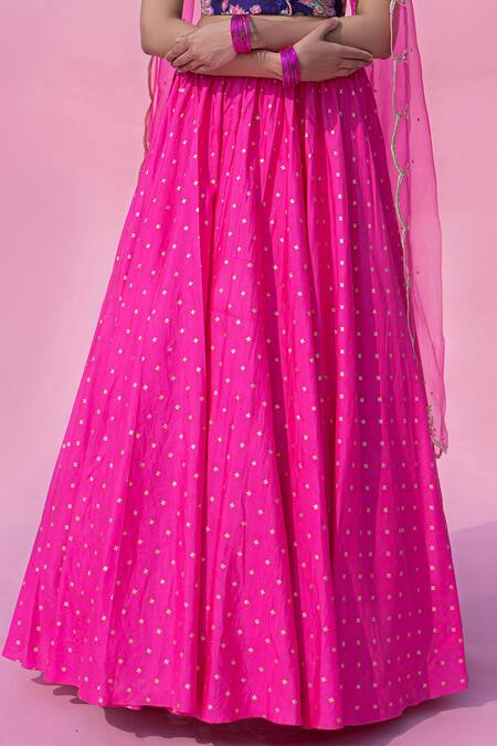 Pita Nila Pink Raw , Organza, Bangalore V Neck Gathered Lehenga Set Online at Aza Fashions Pita Nila_Pink Raw , Organza, Bangalore V Neck Gathered Lehenga Set _Online_at_Aza_Fashions