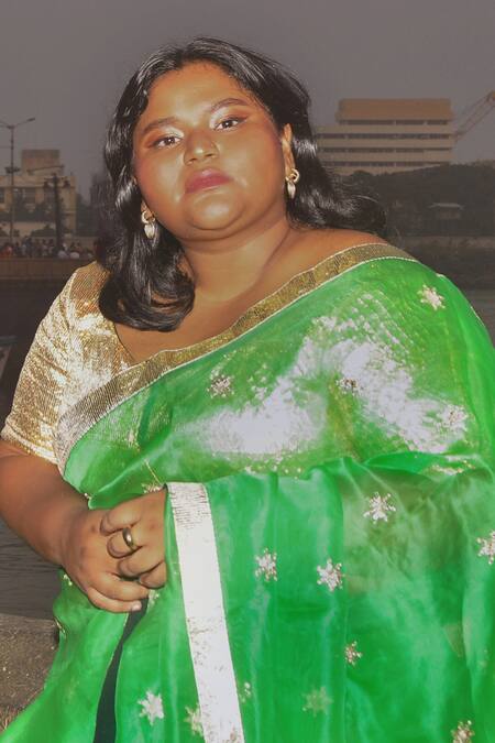 Buy_Project And Stories_Green Organza Embroidered Butti Zardozi Saree_Online_at_Aza_Fashions