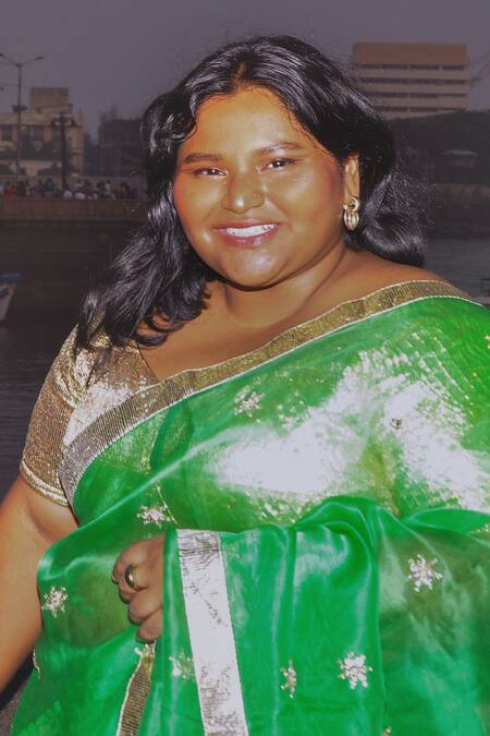 Shop_Project And Stories_Green Organza Embroidered Butti Zardozi Saree_Online_at_Aza_Fashions