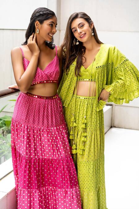 Surily G Green Cotton Cutwork, Floral Open Short Jacket Online at Aza Fashions Surily G_Green Cotton Cutwork, Floral Open Short Jacket _Online_at_Aza_Fashions