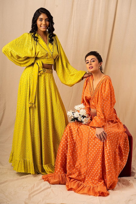 Buy_Surily G_Yellow Cotton Embroidered Floral Cutwork Skirt  _Online_at_Aza_Fashions