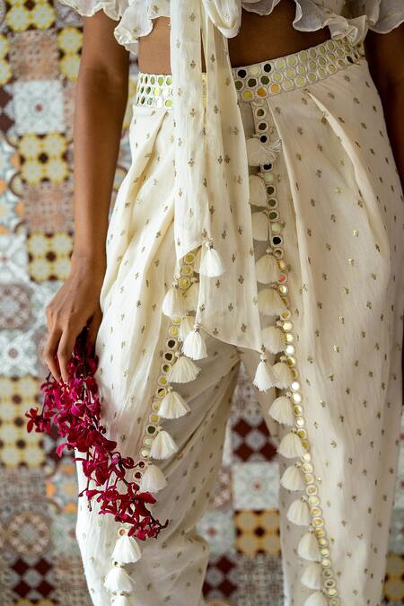 Shop Surily G Ivory Cotton Cutwork Dhoti Pant Online at Aza Fashions Shop_Surily G_Ivory Cotton Cutwork Dhoti Pant _Online_at_Aza_Fashions