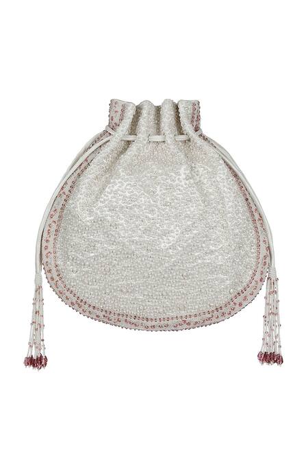 Buy_Lovetobag_Ivory Embellished Bijoux Bead Potli _Online_at_Aza_Fashions