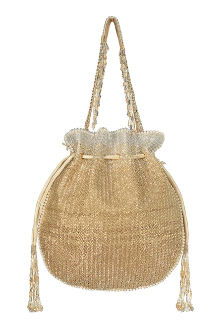 Buy_Lovetobag_Gold Embellished Esme Bead Potli _Online_at_Aza_Fashions