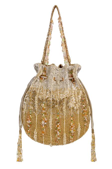 Lovetobag_Gold Embellished Nora Stone Potli _Online_at_Aza_Fashions