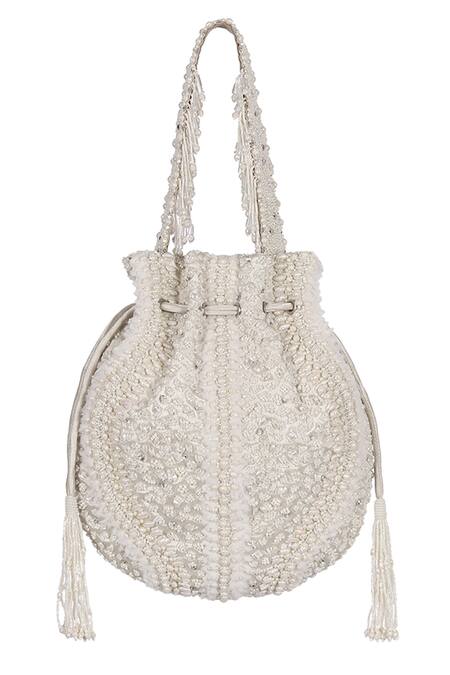 Buy_Lovetobag_Ivory Beads, Pearls, Rhinestones Veira Embellished Potli _Online_at_Aza_Fashions