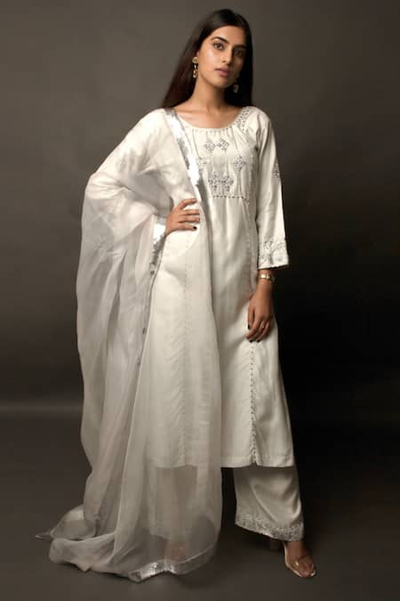 Jasmine Bains Silk Embroidered Kurta Palazzo Set 